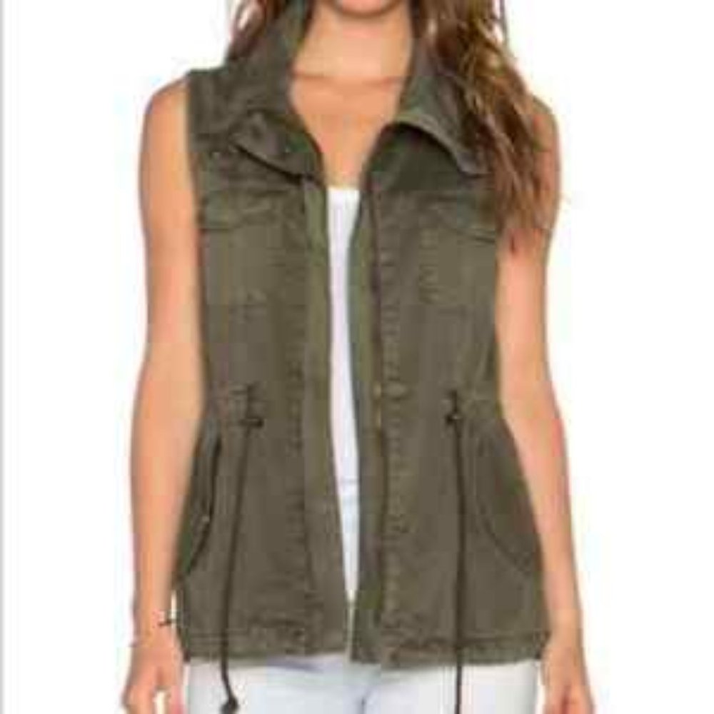 Sz S Velvet Graham & Spencer Army Green Odela Hooded Faux Fur Vest